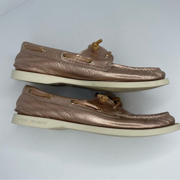 Sperry Women's A/O Vida Brushed Metallics Rose Gold Boat Shoe Size 7.5 Pebbled - Picture 2 of 9
